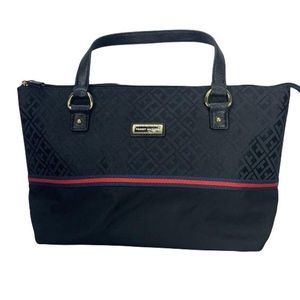 Tommy Hilfiger Black Patterned‎ Zippered Handbag Shoulder Purse